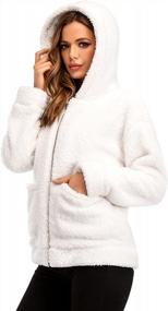 img 4 attached to Women'S Plaid Faux Fleece Coat - Long Sleeve Lapel Shearling Shaggy Jacket