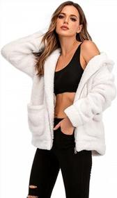 img 2 attached to Women'S Plaid Faux Fleece Coat - Long Sleeve Lapel Shearling Shaggy Jacket