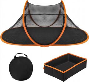 img 4 attached to Orange Pet Enclosure Tent With Foldable Litter Box And Carry Bag - Ideal For Cats And Small Animals For Outdoor Use