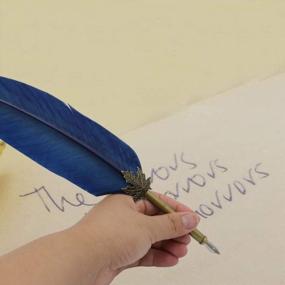 img 2 attached to Antique Feather Quill Pen Set For Calligraphy Writing - Navy With Gift Box - Ideal Present For Kids And Friends - HSTYAIG