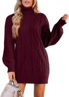 chunky knit turtleneck sweater dress for women - long sleeve pullover outerwear with a loose fit by faroro logo