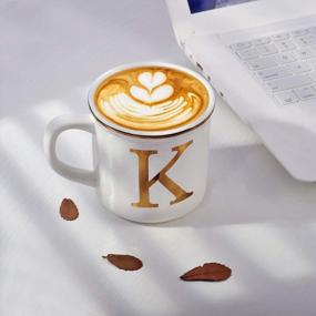 img 2 attached to Personalized 16 Oz Ceramic Coffee Mug With Monogram - Perfect Gift For Office And Home Use, Available In Letter K From Miicol