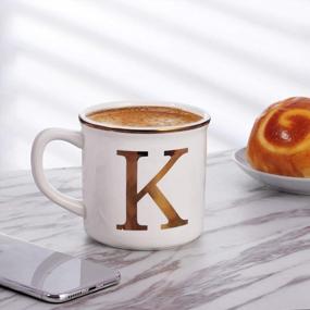 img 3 attached to Personalized 16 Oz Ceramic Coffee Mug With Monogram - Perfect Gift For Office And Home Use, Available In Letter K From Miicol