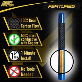 img 2 attached to 📻 Mega Racer 5 Inch Navy Blue Carbon Fiber Antenna - AM/FM Radio Reception, Anti-Theft Design, Universal Replacement