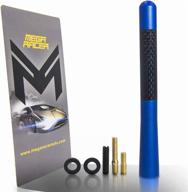 📻 mega racer 5 inch navy blue carbon fiber antenna - am/fm radio reception, anti-theft design, universal replacement logo