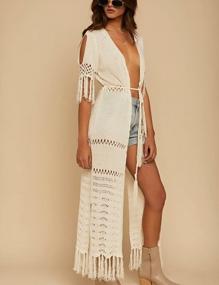 img 3 attached to Turn Heads At The Beach With Bsubseach'S Beige Crochet Tassel Bikini Cover Up