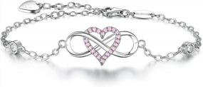 img 4 attached to BlingGem Sterling Silver Infinity Heart Bracelet With Blue Gemstone And Pink CZ - Perfect Wedding & Anniversary Gift For Women