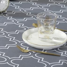 img 2 attached to Chic & Durable 60 X 102-Inch Grey Printed Tablecloth For Rectangle Tables - Ideal 6 Foot Table Cover!