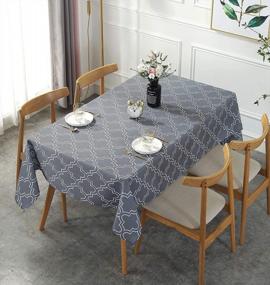 img 4 attached to Chic & Durable 60 X 102-Inch Grey Printed Tablecloth For Rectangle Tables - Ideal 6 Foot Table Cover!
