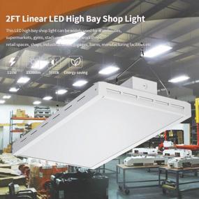 img 3 attached to FAITHSAIL 2FT Linear LED High Bay Shop Light, 110W, 13200LM, 5000K, промышленное светодиодное освещение склада, 2-футовый внутренний проход, мастерская, гараж Highbay LED Lights, 4-ламповый люминесцентный эквивалент