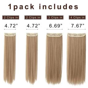 img 3 attached to REECHO 24" Straight Long 4 PCS Set Thick Clip In On Hair Extensions - Golden Blonde With Highlights