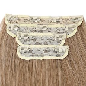 img 2 attached to REECHO 24" Straight Long 4 PCS Set Thick Clip In On Hair Extensions - Golden Blonde With Highlights