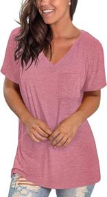 img 3 attached to Women'S Short Sleeve V-Neck Tunic Top With Pocket - Loose Fit Basic Summer Tee By TODOLOR