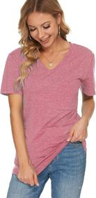 img 2 attached to Women'S Short Sleeve V-Neck Tunic Top With Pocket - Loose Fit Basic Summer Tee By TODOLOR