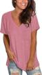 women's short sleeve v-neck tunic top with pocket - loose fit basic summer tee by todolor logo