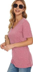img 1 attached to Women'S Short Sleeve V-Neck Tunic Top With Pocket - Loose Fit Basic Summer Tee By TODOLOR