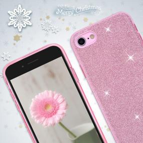 img 1 attached to Glam Up Your IPhone SE3/SE2/8/7 With Wisdompro'S Bling Glitter Case - Pink/Gold With 2-Pack Women'S Protective Phone Cover