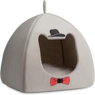 🐱 hollypet self-warming 2 in 1 foldable cat bed: cozy triangle kittens cave tent house logo