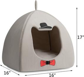 img 3 attached to 🐱 Hollypet Self-Warming 2 in 1 Foldable Cat Bed: Cozy Triangle Kittens Cave Tent House