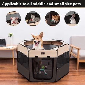 img 2 attached to 🐾 Aivituvin Portable Pet Playpen, 29" Foldable Dog Playpen for Dog, Kitten, and Rabbit - Indoor/Outdoor Exercise Playpen Tent with Carrying Case, Water-Resistant & Removable Shade Cover