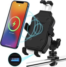 img 4 attached to 🏍️ Motorcycle Phone Mount: Wireless Qi/USB QC3.0 Charger, 2-in-1 Holder for 4"-7" Cellphones, Fast Charging & Easy Installation