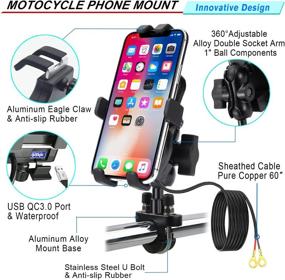 img 2 attached to 🏍️ Motorcycle Phone Mount: Wireless Qi/USB QC3.0 Charger, 2-in-1 Holder for 4"-7" Cellphones, Fast Charging & Easy Installation