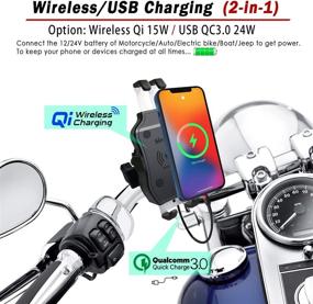 img 3 attached to 🏍️ Motorcycle Phone Mount: Wireless Qi/USB QC3.0 Charger, 2-in-1 Holder for 4"-7" Cellphones, Fast Charging & Easy Installation