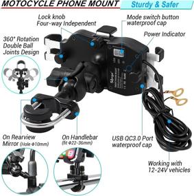 img 1 attached to 🏍️ Motorcycle Phone Mount: Wireless Qi/USB QC3.0 Charger, 2-in-1 Holder for 4"-7" Cellphones, Fast Charging & Easy Installation