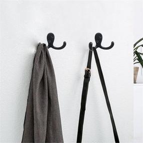 img 2 attached to 🧥 Premium Quality 10Pcs Coat Hooks Hardware - Heavy Duty Wall Mounted Hooks for Coats, Bags, Towels, and More - Rust-Resistant Double Robe Hooks - Sleek Black Finish