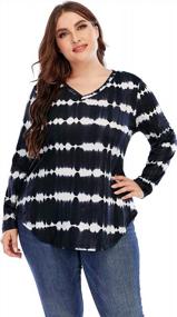 img 1 attached to Women'S Plus Size Long Sleeve Tee Tops V Neck T Shirts Floral Printed Blouse Tunics