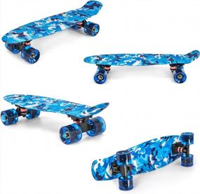 img 3 attached to Mini Cruiser Skateboard With Flash Wheels - Complete 22 Inch Retro Board For Youth, Beginner Kids, Boys, And Girls