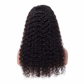 img 2 attached to BLY Deep Wave Lace Front Wig: 4X4 HD Transparent Closure, Brazilian Virgin Hair With Baby Hair - 18 Inch Natural Black - 180% Density