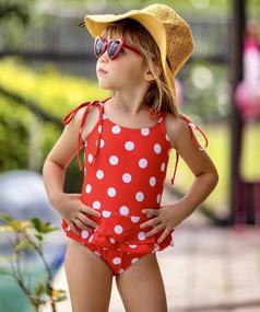 img 1 attached to Lovekider Girls' One-Piece Swimsuit With Adjustable Straps, Ruffled Tankini Bathing Suit With Sun Protection For Ages 2-9
