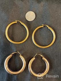 img 8 attached to Stainless Steel Hoop Earrings, Yellow Colored and 2 Inches Wide by Gem Stone King