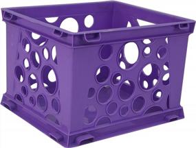 img 2 attached to 18-Pack Storex Micro Crate, 6.75 X 5.8 X 4.8 Inches - Purple (63105U18C)