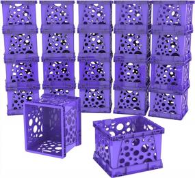 img 4 attached to 18-Pack Storex Micro Crate, 6.75 X 5.8 X 4.8 Inches - Purple (63105U18C)