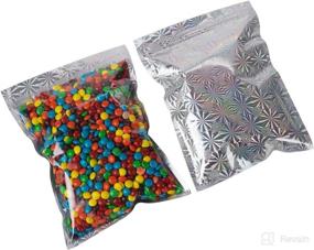 img 3 attached to 100 Pack Smell Proof Bags - Clear Ziplock Holographic Rainbow Color (Snowflake, 6x8”) - Resealable Mylar Bags for Odor Control and Storage