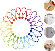 7colors-21pack reusable silicone twist ties with strong magnets for organizing cables, hanging stuff, usb cords & fridge magnets - fironst 7.48" magnetic cable ties logo