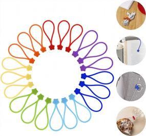 img 4 attached to 7Colors-21Pack Reusable Silicone Twist Ties With Strong Magnets For Organizing Cables, Hanging Stuff, USB Cords & Fridge Magnets - Fironst 7.48" Magnetic Cable Ties