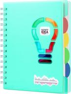 a5 hardcover plastic spiral bound journal notebook with colored tabs dividers for women - 210 pages wide ruled work notebook for school supplies, note taking 6.2" x 8.2", teal logo