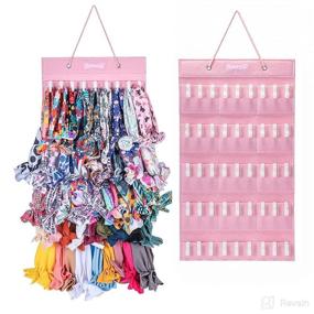 img 4 attached to 👶 BABEYER Baby Girls Headband Holder Organizer - Pink, Hanging Storage for Headbands, Hair Bows, Ties, Clips, and Accessories