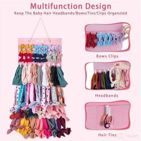 img 2 attached to 👶 BABEYER Baby Girls Headband Holder Organizer - Pink, Hanging Storage for Headbands, Hair Bows, Ties, Clips, and Accessories