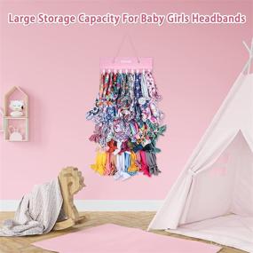 img 3 attached to 👶 BABEYER Baby Girls Headband Holder Organizer - Pink, Hanging Storage for Headbands, Hair Bows, Ties, Clips, and Accessories