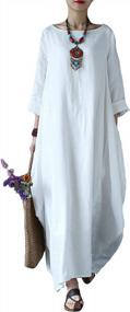 img 4 attached to Celmia Women'S Autumn Solid Loose Long Maxi Dress Cotton Caftan