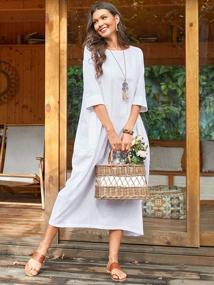 img 3 attached to Celmia Women'S Autumn Solid Loose Long Maxi Dress Cotton Caftan