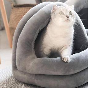 img 3 attached to 🐱 Comfy and Convenient: Tempcore Cat Bed for Indoor Cats with Machine Washable Design, Anti-Slip & Water-Resistant Bottom – Ideal for Small Dogs, Puppies, Kitties, and Rabbits