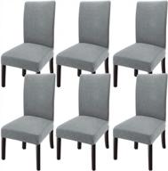 goodtou 6-pack dining room chair covers - stretch slipcovers for kitchen, hotel chairs (set of 4, light gray) logo