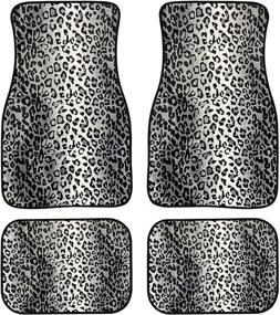 img 4 attached to Stylish FUSURIRE Gray Leopard Car Floor Mats: Personalized, Heavy Duty, Non-Slip - Set of 4