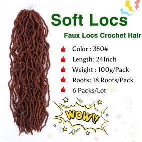 img 1 attached to Faux Locs Crochet Hair 24 Inch 6 Packs, Soft Locs Crochet Hair Pre Looped, Synthetic Curly Soft Faux Locs Hair Extension, Goddess Locs Crochet Braids Hair For Black Women (24 Inch (Pack Of 6), 350#)
