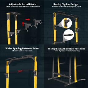 img 1 attached to 800LBS Weight Capacity ZENOVA Power Rack Squat Rack Fitness Pull Up Bar Station With J-Hooks And Dip Bar
